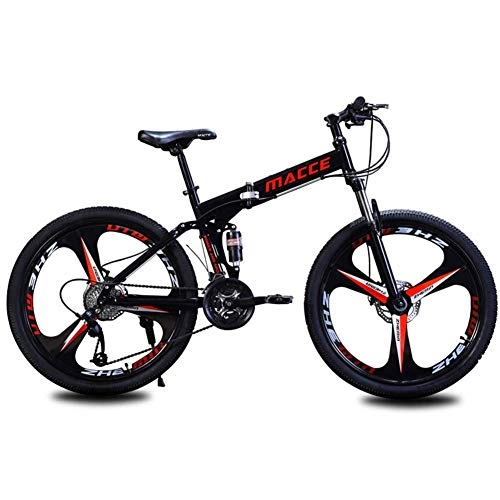 Folding Bike : YANGSANJIN 26inch folding mountain bike 21 speed double damping bicycle double disc brakes mountain bike