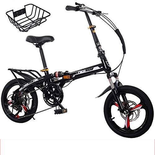 Folding Bike : YANGSANJIN Folding Bike Commuter, 20 in 7 Speed Folding Bike City High-Carbon Steel, Disc Brake