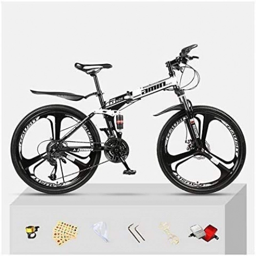 Folding Bike : YAOJIA Folding bycicles adult bike Folding Mountain Bike 30 Speed For Adult Unisex | Dual Suspension Shock-Absorbing Off-Road Folding City Bicycle 24 / 26in To Choose trek road bike