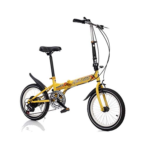 Folding Bike : YBCN Folding bicycle, 16 inch / 20 inch 6 speed variable speed portable shock absorption ultra light adult male and female students leisure bike, B, 20in