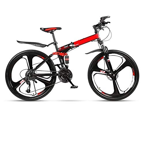 Folding Bike : yfkjh Folding Mountain Bike, Bicycle Adult One Wheel Double Shock Absorber Racing Off Road Variable Speed Bicycle 26 Inches 26inch 27speed