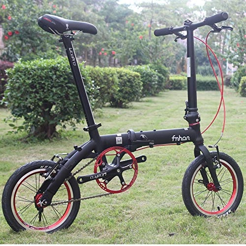 Folding Bike : Yiwu Folding Bicycle Aluminum Folding Bike 14" Mini Bike V Brake Foldable Urban Commuter Bicycle (Color : Black 47T)