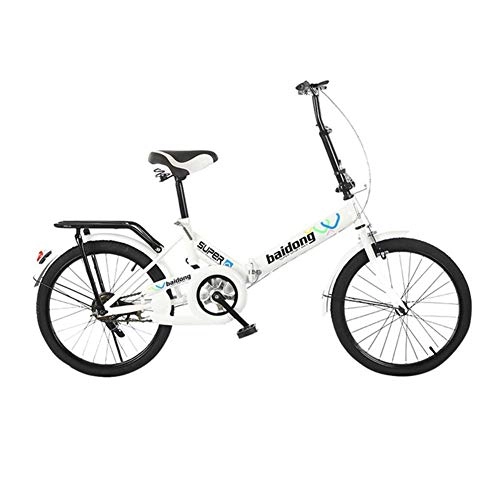 Folding Bike : Yiwu Small Folding Bike Adult Student Bicycle 20 Inch Carbon Fiber Bike Foldable Mini Carbon City Bike Folding Portable Bicycle (Color : White)