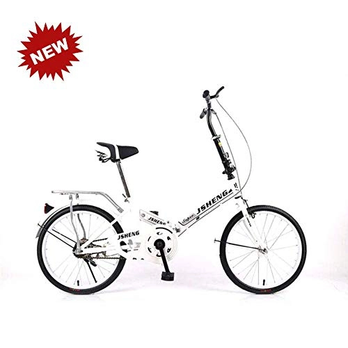 Folding Bike : YLCJ Folding bicycle for women Student 20 inch Variable speed Shock absorber Folding bicycle Portable bicycle, White, Six-speed