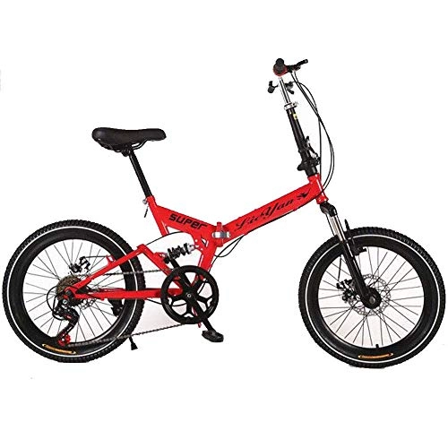 Folding Bike : YOUSR 20-inch Folding Bicycle - Adult Folding Bike - Folding Bike for Men and Women Pressing Steam Disc Brakes Red