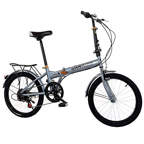 Folding Bike : YOUSR 20 Inch Folding Bike Shifting, Folding Bike with Variable Speed Men, and Women's Bicycle Ultralight Portable Folding Leisure Bicycle, Adult Gray