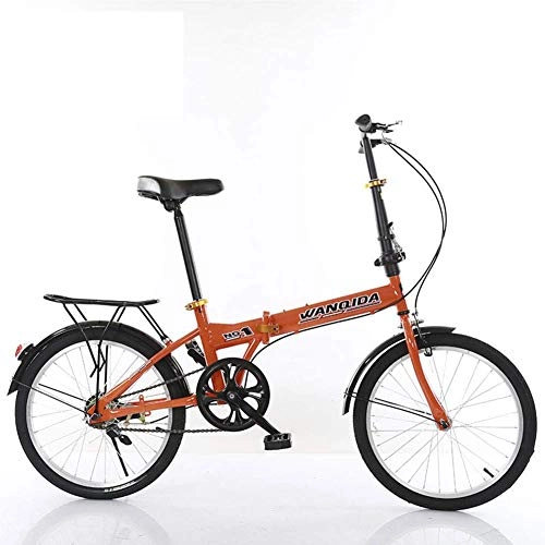 Folding Bike : YOUSR 20 Inch Folding Bike, Shock Absorption Speed For Male and Female Pupils for Adults Orange