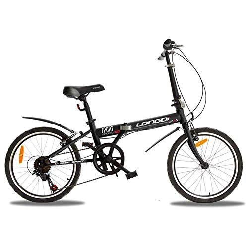 Folding Bike : YOUSR Foldable Folding Bike for Men and Women - Folding Bicycle with Variable Speed 20-Inch Folding Bicycle for Adult Student with Small Wheel. Ultralight Black