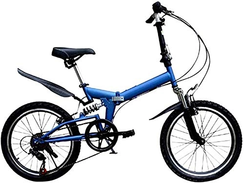 Folding Bike : YPLDM Durable bicycles, folding bicycles, 20-inch small portable aluminum alloy frames with disc brakes, variable speed bicycles, Blue