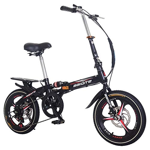 Folding Bike : YSHUAI 20 Inch Folding Bike with Variable Speed Ultralight Ladies Leisure Folding Bikes Foldable Bike Folding Bike Men And Women Bike Portable Folding Bike Folding Bikes, Black