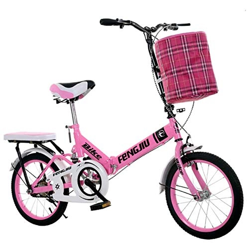 Folding Bike : YSHUAI 20 Inch Unisex Folding Bike Shock Absorption Folding Bike Folding Bikes Ultralight Portable, Male And Female Students Ultralight Folding Bike Folding Bike, Light And Stable, Pink