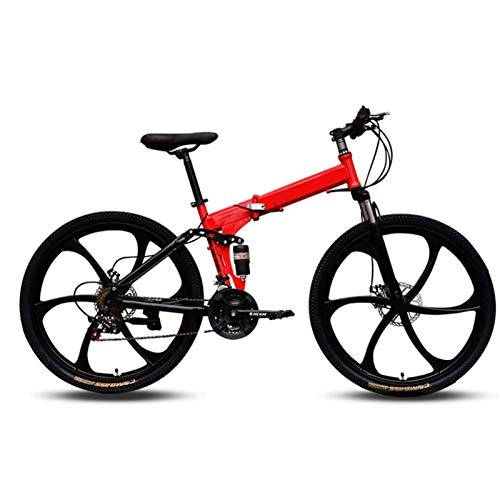 Folding Bike : YSHUAI 26 Inch Leisure Folding Bikes with 21 Gears Folding Bike Folding Bike for Men And Women, Foldable Bike Cruise Control, Folding City Bike, Red