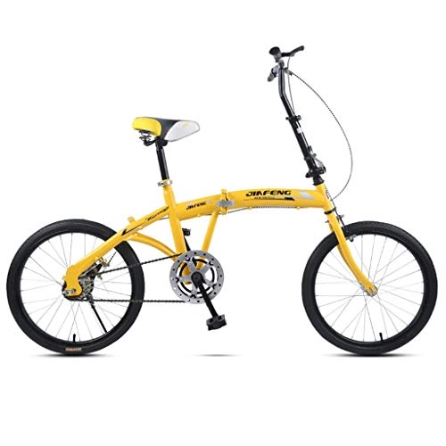 Folding Bike : Yunyisujiao Adult Folding Bicycle Ultra Light Portable Bicycle Male And Female Students Bicycle Fast Folding Commuter 20 Inch Bicycle (Color : YELLOW, Size : 155 * 30 * 94CM)