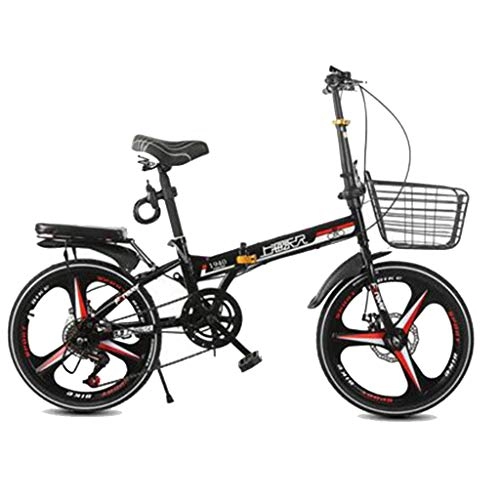 Folding Bike : Yunyisujiao Bicycle Folding Bicycle Adult Men And Women 20 Inch Folding Bicycle Speed Bicycle Light Portable One Wheel Bicycle (Color : BLACK, Size : 115 * 30 * 95CM)
