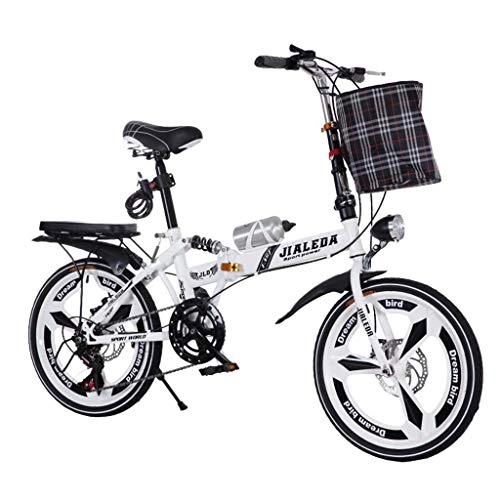 Folding Bike : Yunyisujiao Bicycle Folding Shifting Disc Brakes 20 Inch Shock Absorption Unisex Ultralight Bicycle Portable Folding Bicycle (Color : BLUE, Size : 150 * 30 * 100CM)