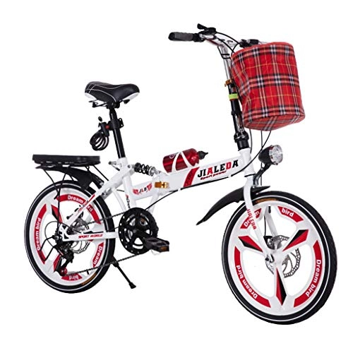 Folding Bike : Yunyisujiao Folding Bicycle Speed Car 20 Inch Folding Bicycle Disc Brakes Shock Models Men And Women Mini Students Ultra Light Portable Bicycle (Color : RED, Size : 150 * 30 * 100CM)