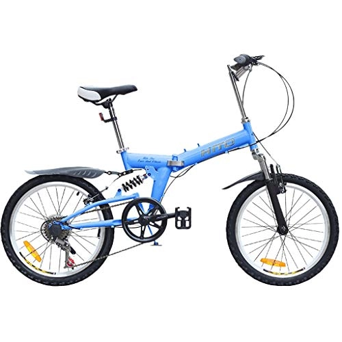 Folding Bike : YunYoud 20 Inch Folding Bicycle Mountain Bike Double V Brake System Bicycle Lightweight Mini Small Portable Bicycle Adult Student Speed Shock Dual Disc Brakes Assault Luxury Bikes