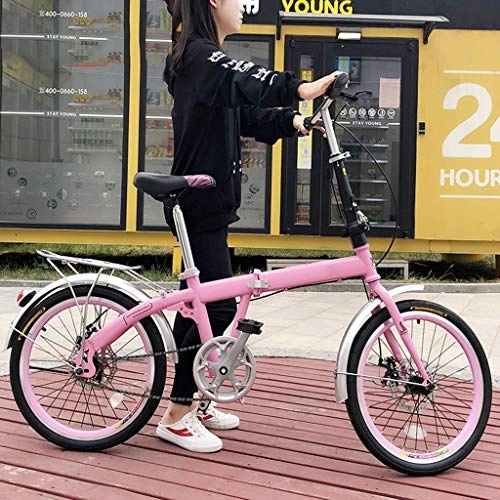 Folding Bike : YYSD Portable Casual Folding Bicycle, 20 Inch Lightweight Dual Disc Brake Folding Bike, Student Comfort Small Bike for Men Women