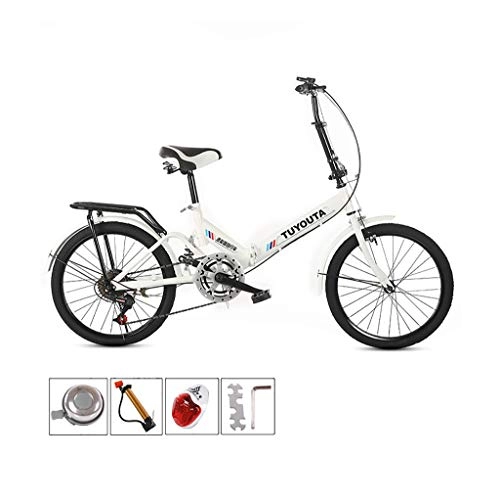 Folding Bike : ZBL 20-Inch Folding 6 Speed Leisure Bicycle Mini Lightweight Bike Small Portable Bicycle