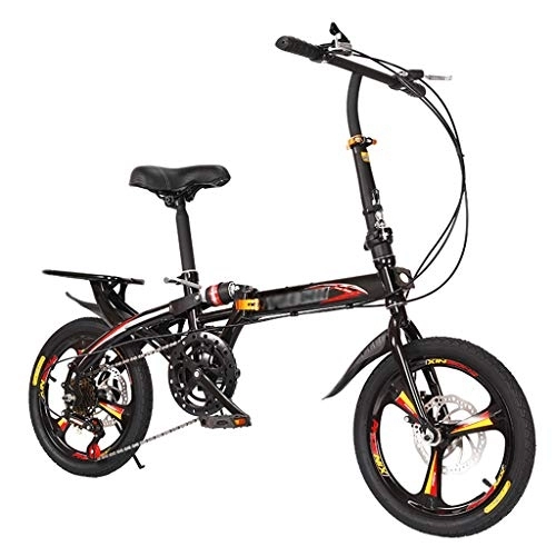 Folding Bike : ZDXC 16 Inch / 20 Inch Folding Bike City Bike, Variable Speed Man Woman Bike Double Disc Brake System Damping Bicycle, Shockabsorption