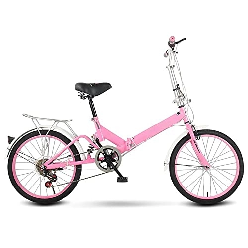 Folding Bike : ZHANGAIGUO Folding Bicycle, 26 Inch Women'S Light Work Adult Ultra Light Variable Speed Portable Adult Small Student Male Bicycle Folding Carrier Bicycle Bike (Color : Pink)