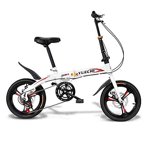 Folding Bike : ZHANGOO 7 Speed Shift, 130 Cm, Double Shock Absorber, Folding Bicycle, Double Disc Brake, Folding Automatic Adjustment Leisure Travel, Multicolor(Color:Red)