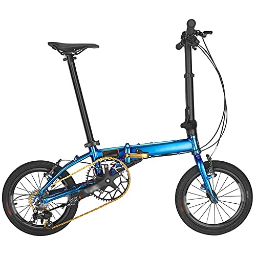 Folding Bike : ZHANGOO Mountain Bike 16 Inches Blue Folding Bike Bicycle Comfortable Seat, Anti-skid And Wear Resistant Tires, High Carbon Steel Frame