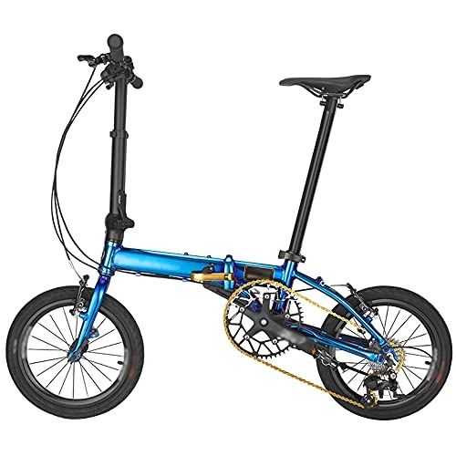 Folding Bike : ZHANGOO Mountain Bike Blue Bicycle Folding Bike Comfortable Seat, Anti-skid And Wear Resistant Tires, High Carbon Steel Frame 16 Inches