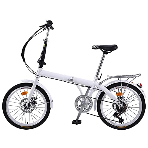 Folding Bike : ZHANGOO Mountain Bike Folding Bike White Suitable 7 Speed, Adjustable Seat, Outdoor Garden Balance ​Training ​Wheel, For Mountains And Roads