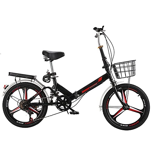 Folding Bike : ZHANGOO Mountain Bike Lightweight And Stylish Variable Speed, Black Folding Bike Shock Absorb, Bicycle Running On The Highway, With Back Seat And Basket