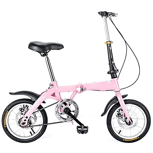 Folding Bike : ZHANGOO Mountain Bike Pink Bicycle Variable Speed Folding Bike Thickened High Carbon Steel Frame, Adjustable Saddle, Handlebar, Wear-resistant Tires