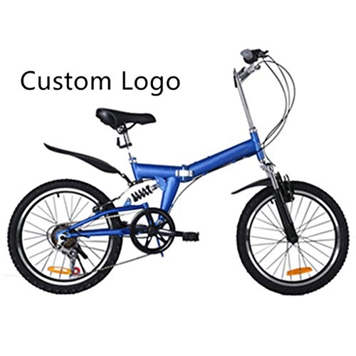 Folding Bike : Zhangxiaowei Folding Bicycle for Children Men And Women Foldable 20 Inch Bike Custom Manufacturer Logo, Blue