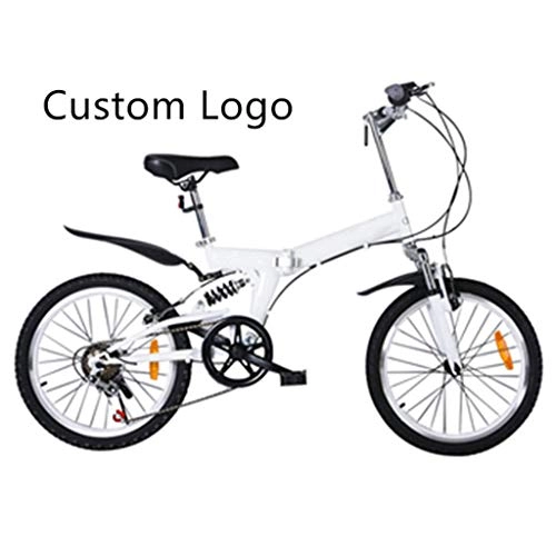 Folding Bike : Zhangxiaowei Folding Bicycle for Children Men And Women Foldable 20 Inch Bike Custom Manufacturer Logo, White