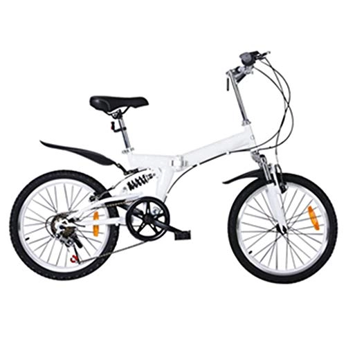 Folding Bike : Zhangxiaowei Folding Bike-Lightweight Steel Frame for Children Men And Women Fold Bike20-Inch Bike, White