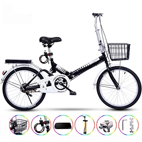 Folding Bike : Zhangxiaowei Ultralight Portable Folding Bike For Adults With self Installation 20 inch one wheel single speed, Black