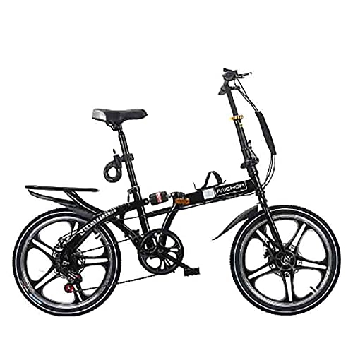 Folding Bike : ZHANGYN 20-inch Tires, 155 Cm Body Folding Bicycle, 21-speed Gearbox, Both Men And Women Can Use, Easy To Fold, Blue(Color:black)