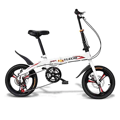 Folding Bike : ZHANGYN 7 Speed Shift, 130 Cm, Double Shock Absorber, Folding Bicycle, Double Disc Brake, Folding Automatic Adjustment Leisure Travel, Multicolor(Color:red)