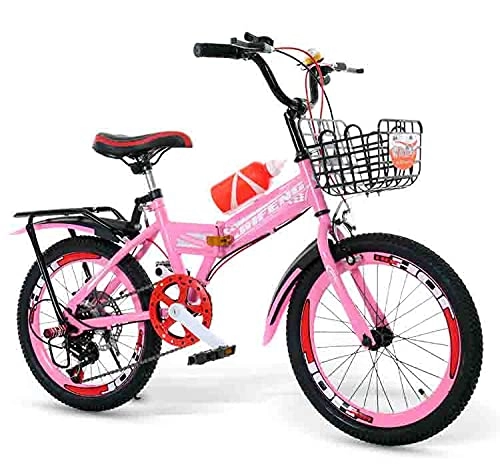 Folding Bike : ZHANGYN Foldable Station Wagon, 7-speed Transmission, Complete Shock Absorber Folding Bike, 22-inch Tires, 150 Cm Body, Universal For Boys And Girls, Multi-color(Color:White blue)