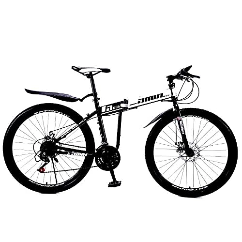 Folding Bike : ZHCSYL Folding Bike For Everyone, 67-inch Body, 24-speed Gearbox, Mechanical Disc Brakes, Easy-to-fold Touring Bike, Black And White That Is Easy To Travel In Big Cities