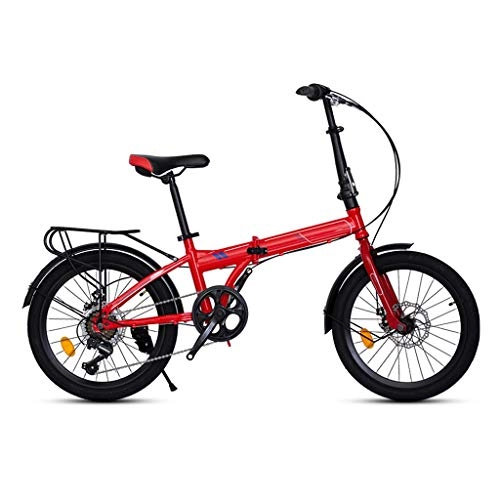 Folding Bike : ZHEDYI 20in High-carbon Steel Folding Bike Bicycle, 7-speed Adult Men and Women Ultra-light Portable Disc Brake Bicycles, Variable Speed Small Wheel Off-road Commuting Mountain Bike
