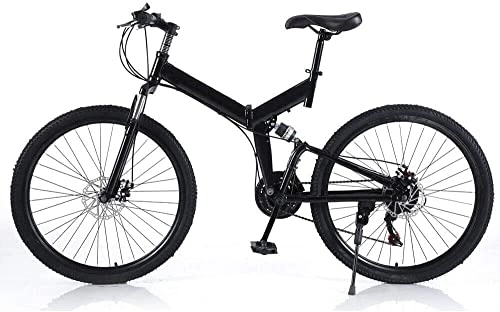 Folding Bike : ZHOUHONG Bike Folding Mountain Adult Professional 26" Folding Mountain Bike 21 Speed MTB Bicycle Full Suspension Dual Disc Brakes A