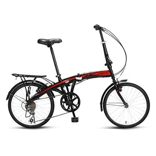 Folding Bike : Zlw-shop Folding bike Foldable Bicycle, Light and Portable Bicycle for Students, Variable Speed Bicycle ，Adult Folding Bikes(20 Inches) Adult folding bicycle (Color : Red)