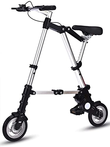 Folding Bike : ZLYJ 8 Inch Mini Folding Bike, Lightweight Aluminum Comfortable Adjustable City Quick Folding System, Ultra-Light Portable Student Bike for Adults White