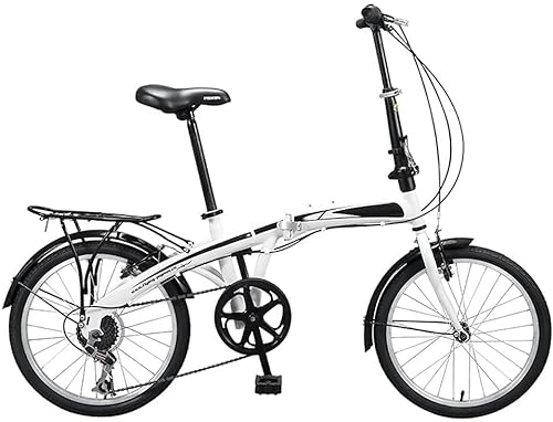 Folding Bike : ZLYJ Adult 20 Inch Folding Bike Frame Bicycle 7 Gear Speed Light Folding City Bike, Quick Folding System White