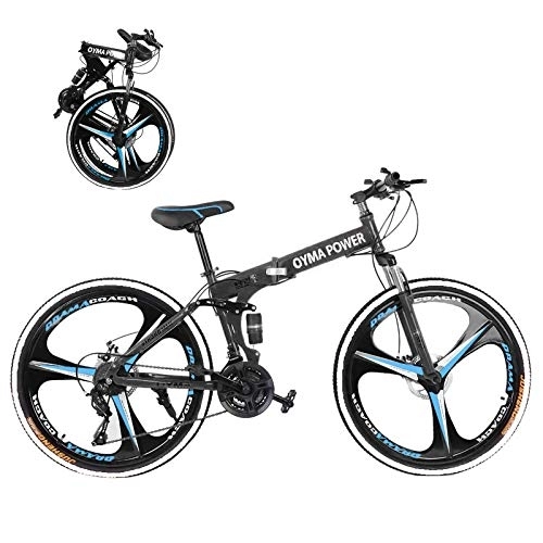 Folding Bike : ZSMLB Adult Road Bikes Mountain BikesFolding Mountain Bike, 26 inch 21 Speed Carbon Steel Mountain Bicycle for Adults, Full Suspension Disc Brake Outdoor Bikes for Men Women