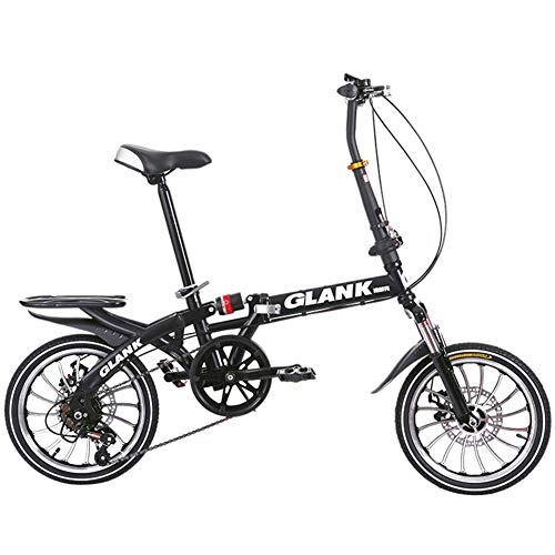 Folding Bike : ZTIANR Folding Bicycle, 20" 6-Speed Folding Foldable Bike Wheel Alloy Lightweight Commuter City Caravan Bicycle, Black