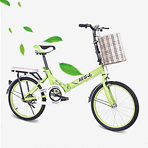 Folding Bike : ZTIANR Folding Bicycle, 20 Inch Folding Bike High Carbon Steel Frame Class Ultra Light Portable City Bicycle 4 Colors, Green