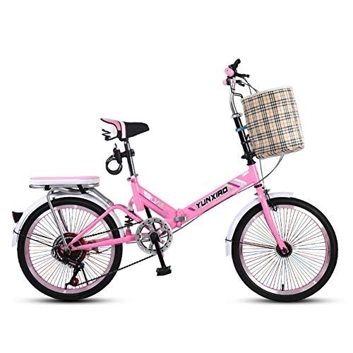 Folding Bike : ZTIANR Folding Bicycle, 20 Inch Wheels Bicycle Cycle Folding Bike Adult Ultralight Portable Bike Youth Student Bicycle, Pink