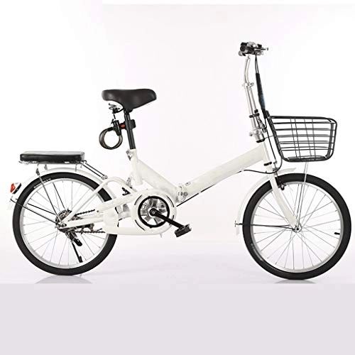 Folding Bike : Zunruishop Adult Folding Bikes Folding Bicycle 20 Inch Student Adult Men And Women Variable Speed Car Ultra Light Portable Bicycle foldable Bike / bicycle (Color : White, Size : 20inch)