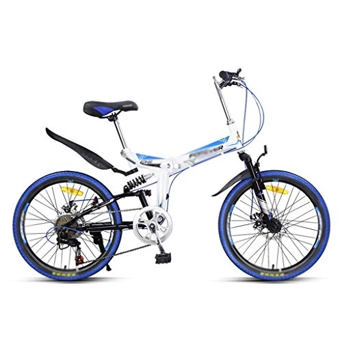 Folding Bike : Zunruishop Portable folding Bike Bicycle Blue Folding Mountain Bike Bicycle Men And Women Variable Speed Ultra Light Portable Bicycle 7 Speed Folding Bike Bicycle